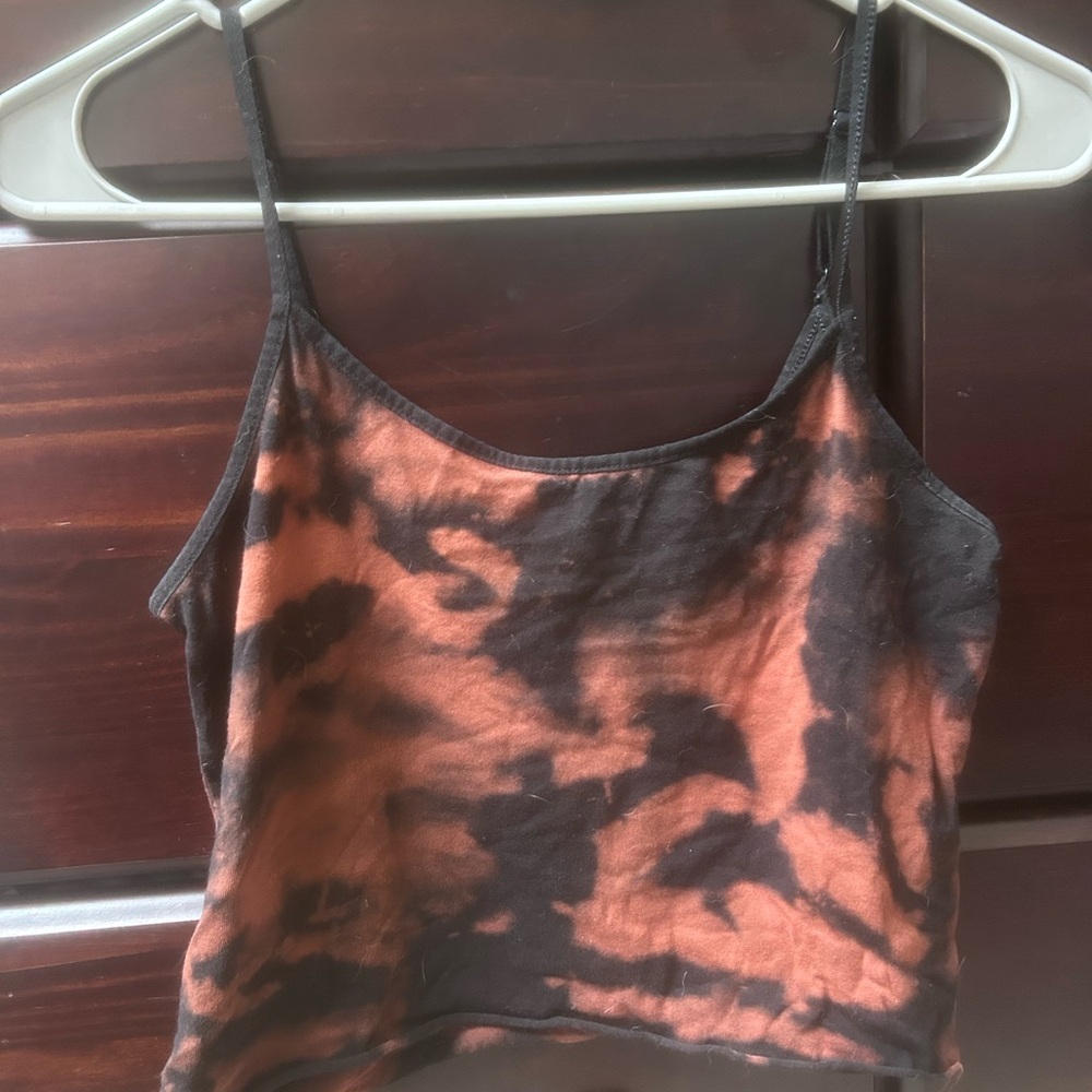 Time and Tru Black and Orange Sleeveless Crop Camisole